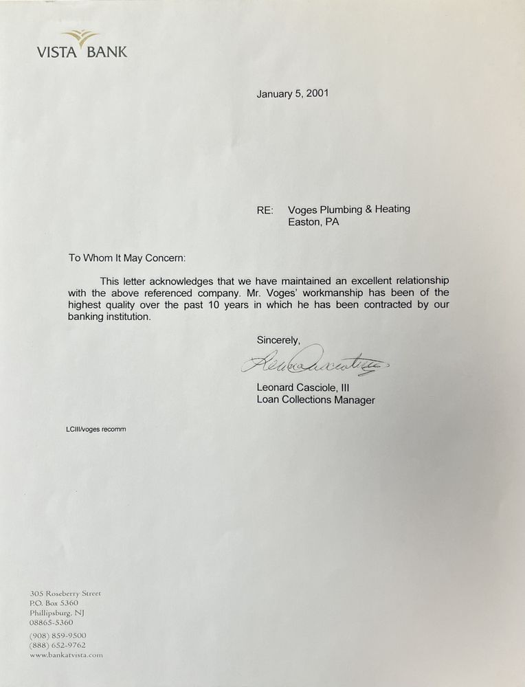 Slide of E Voges Plumbing & Heating