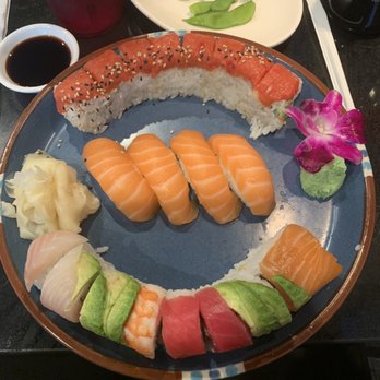 Sushiya - Absolutely beautiful and delicious rolls and Sashimi! Top- Hawaiian roll Middle - salmon sashimi Bottom - rainbow roll So delicious! - Sushi Bars Near Me - San Marcos, California
