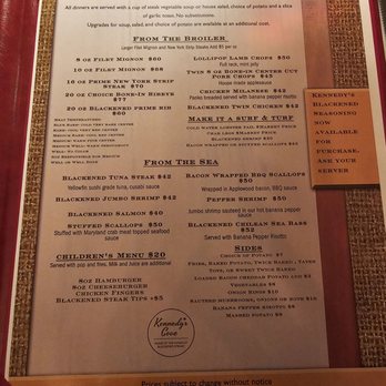 Kennedy's Cove - Menu - Steakhouses Near Me - Clarence, New York