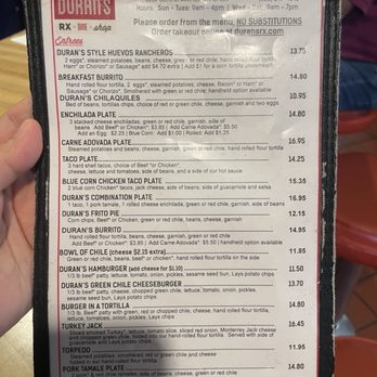 Duran Central Pharmacy - Menu - Mexican Near Me - Albuquerque, New Mexico