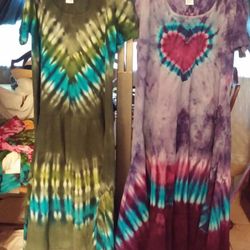 Rad Rags - Two dresses in cotton gauze fabric, hand dyed by Rad Rags of California and manufactured in Lancaster California by Magdalena.