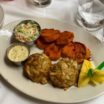 Old Ebbitt Grill - Jumbo Lump Crab Cake with sweet potatoes - Bars Near Me - Washington, DC, District of Columbia Old Ebbitt Grill - Jumbo Lump Crab Cake with sweet potatoes - Bars Near Me - Washington, DC, District of Columbia