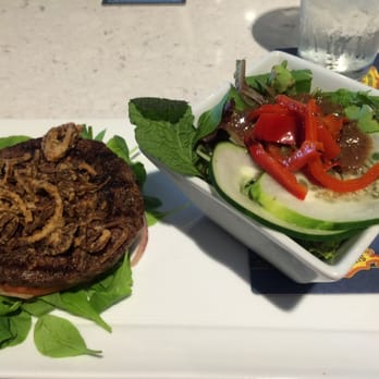 Puka's - Kahuna burger, no bun. Side salad. Make sure you get the BACON JAM (not pictured) with this burger - Bars Near Me - Honolulu, Hawaii