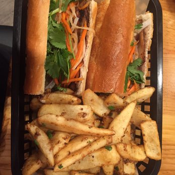 Blurr Kitchen - Grilled chicken banh mi with garlic fries - Asian Fusion Near Me - Santa Clara, California