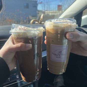 Morning Moose Coffee - Peppermint Pine (left) & Gingerbread Latte (right) - Donuts Near Me - Richmond, Maine Morning Moose Coffee - Peppermint Pine (left) & Gingerbread Latte (right) - Donuts Near Me - Richmond, Maine