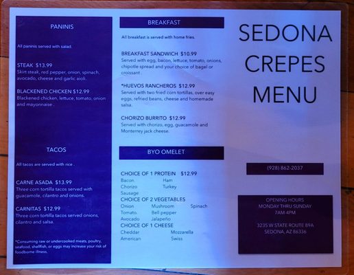 Menu photo 6 Sedona Crepes Sedona, AZ