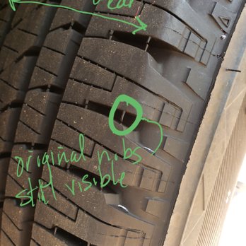 Sun Devil Auto - Same set of tires with 5k miles, but in back. Look how new the tread. Properly aligned tire should wear like this. - Auto Repair Near Me - Phoenix, Arizona Sun Devil Auto - Same set of tires with 5k miles, but in back. Look how new the tread. Properly aligned tire should wear like this. - Auto Repair Near Me - Phoenix, Arizona