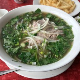 Pho with raw beef. Pho with raw beef.