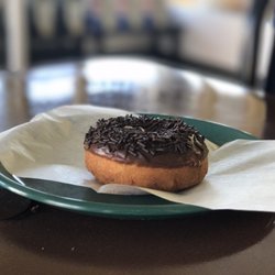 Tan's Doughnuts - Chocolate sprinkled donuts , not very fluffy but with a lot of flavor