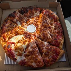 Lamppost Pizza & Brewery - Small cheese pizza with crispy crust.