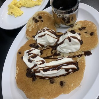 The Waffle Company - Mickey Mouse pancakes and side of eggs - Coffee & Tea Near Me - Mount Vernon, Illinois