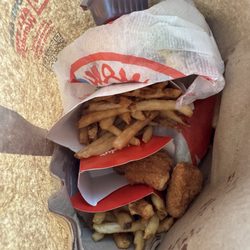 Wendy's - 6/1/25 - Jr. Bacon Cheeseburger Biggie Bag - hot & crispy fries & 4 PC. Crispy Chicken Nuggets