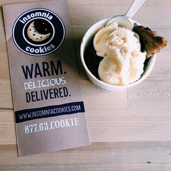 Insomnia Cookies - Cookie a la mode: Chocolate Chunk with Vanilla Ice Cream - Desserts Near Me - Orlando, Florida Insomnia Cookies - Cookie a la mode: Chocolate Chunk with Vanilla Ice Cream - Desserts Near Me - Orlando, Florida