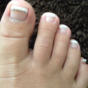Modern Nails - Shellac French mani with silver glitter - Nail Salons Near Me - Danville, California Modern Nails - Shellac French mani with silver glitter - Nail Salons Near Me - Danville, California