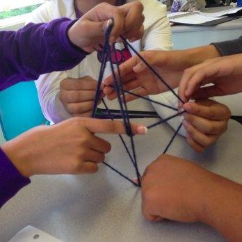 Max Tutors Math - All hands on deck! Students make 3D shapes w/ yarn for a team building activity during first week. - Private Tutors Near Me