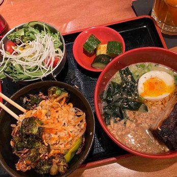 RAMEN-SAN - Lunch special: salad, veggie fried rice plate, Tonkotsu Ramen, and marinated cucumbers. Japanese Ol' Fashioned - Ramen Near Me - Chicago, Illinois RAMEN-SAN - Lunch special: salad, veggie fried rice plate, Tonkotsu Ramen, and marinated cucumbers. Japanese Ol' Fashioned - Ramen Near Me - Chicago, Illinois