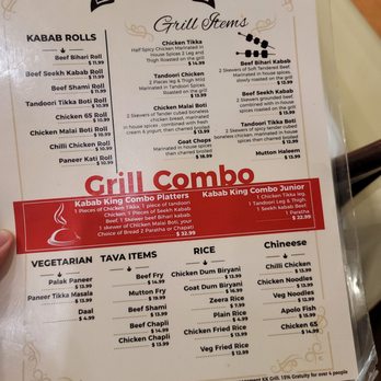 Kabab King Grill - the menu for the kebab king grill combo - Indian Near Me - Chicago, Illinois