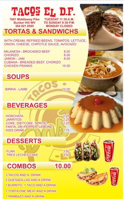 Menu photo 2 Tacos EL DF Bunker Hill, WV