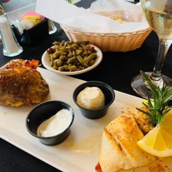 J&T’s On The Main - Stuffed flounder and loaded baked potato with green beans