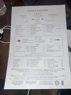 Menu photo 8 Hawksmoor London, XGL