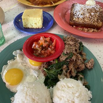 Kountry Kitchen - Kalua Pork & Eggs; kalua pork Eggs Benedict - Regular; Macadamia Nut French Toast - Half - American Near Me - Kapaa, Hawaii Kountry Kitchen - Kalua Pork & Eggs; kalua pork Eggs Benedict - Regular; Macadamia Nut French Toast - Half - American Near Me - Kapaa, Hawaii
