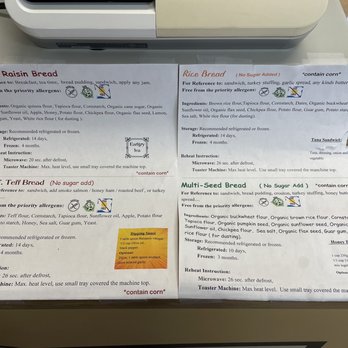 Earth's Oven - Product ingredient list - Gluten-Free Near Me - Calgary, Alberta