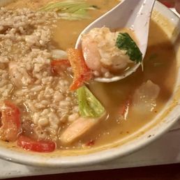 Massaman Rama Curry, brown rice, shrimp. Massaman Rama Curry, brown rice, shrimp.