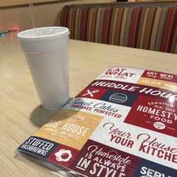 Huddle House - Jasper - Sweet tea with menu.