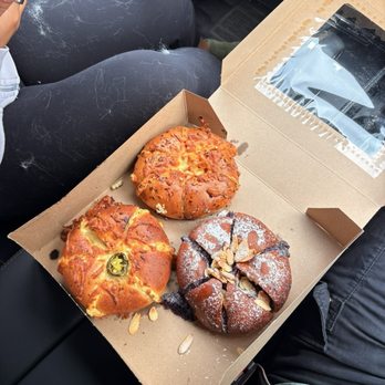 Bloom Bagels - 3 of their bagels: Ube Almond Bloom, Jalapeno Bloom, and Garlic Asiago Bloom - Bagels Near Me - Campbell, California Bloom Bagels - 3 of their bagels: Ube Almond Bloom, Jalapeno Bloom, and Garlic Asiago Bloom - Bagels Near Me - Campbell, California