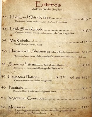 Menu photo 2 Casablanca Restaurant Memphis, TN Menu photo 2 Casablanca Restaurant Memphis, TN