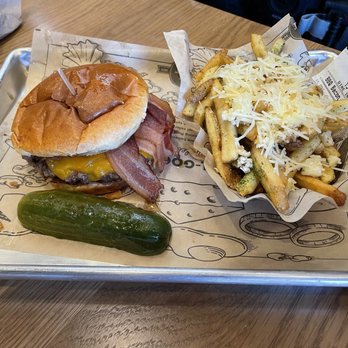 The Melt - BBQ Bacon Meltburger AND Garlic Parmesan Fries - Sandwiches Near Me - Danville, California
