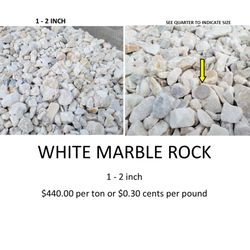 Starr Turfgrass - White Marble Rock. 1-2" size. Sold by the pound or by the ton. Delivery available for 1 ton or more.