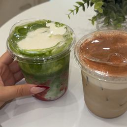 Strawberry matcha Cinnamon date latte Strawberry matcha Cinnamon date latte