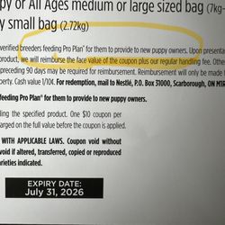 Pet Valu - Coupon clearly states intended for breeder to give to new puppy owners.