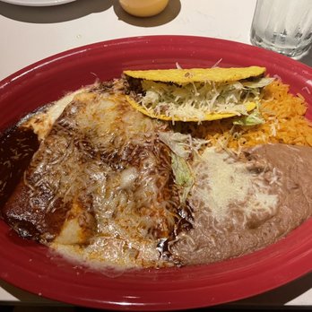 Mr Tequila - Combination 1: one taco, 2 cheese Enchiladas and rice and beans - Mexican Near Me - Estero, Florida