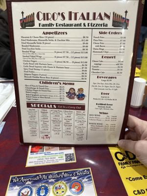 Menu photo 1 Ciro's Pizza Pasta and Subs Danville, VA
