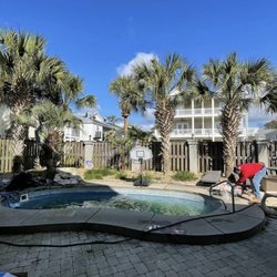 Star Pools MB - The repair crew techs are working very hard to get a customers pool back up and running leak free. Replacing a Hayward skimmer and return.