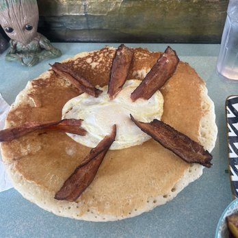 Loulou's Griddle In the Middle - Got the hub cap pancake and added some spokes and 2 eggs to it. - Breakfast & Brunch Near Me - Monterey, California Loulou's Griddle In the Middle - Got the hub cap pancake and added some spokes and 2 eggs to it. - Breakfast & Brunch Near Me - Monterey, California