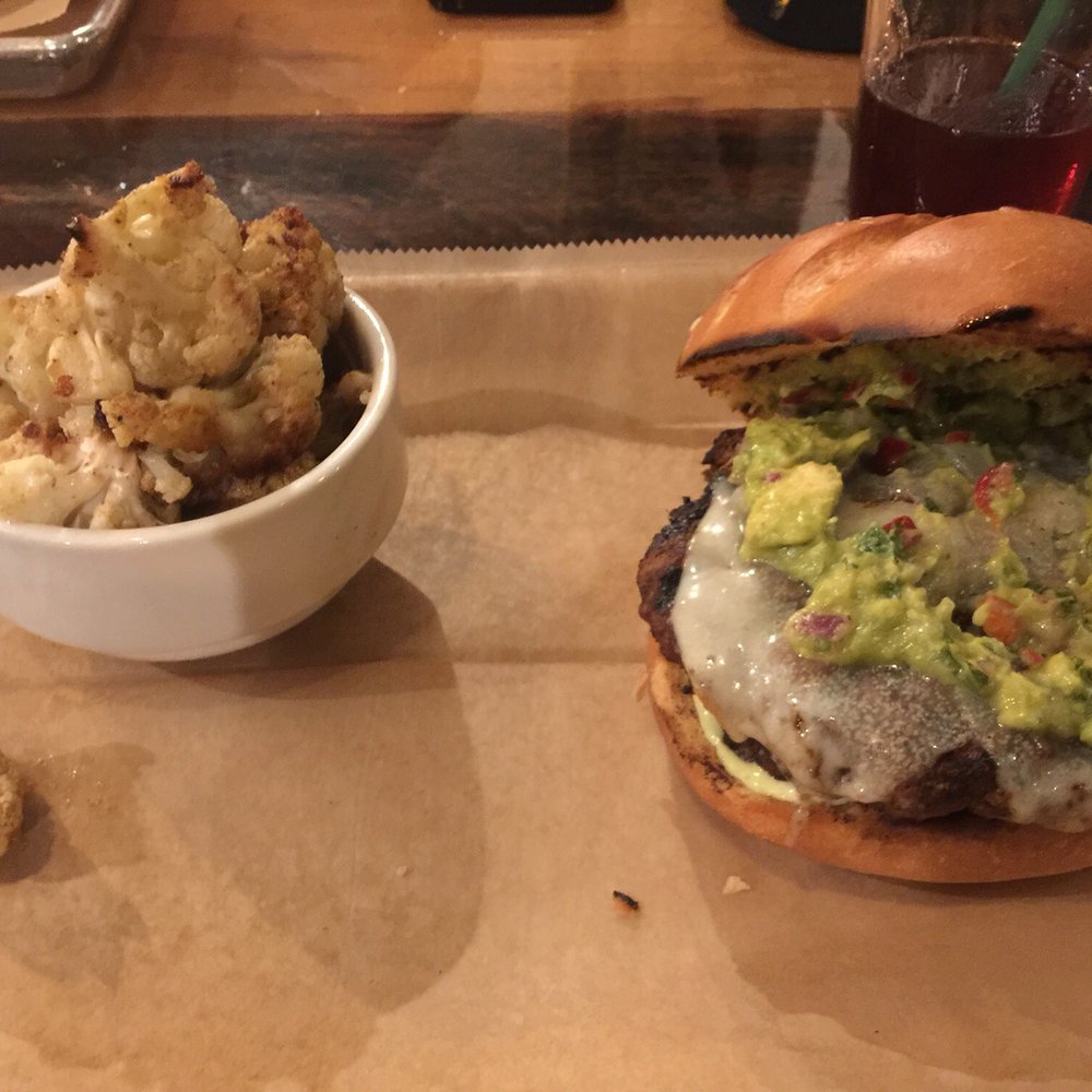 BakeChop - "The left hander" beef and chorizo burger, avocado spread, plaintain salsa, cilantro aioli, manchego - Coffee & Tea Near Me - Deland, Florida BakeChop - "The left hander" beef and chorizo burger, avocado spread, plaintain salsa, cilantro aioli, manchego - Coffee & Tea Near Me - Deland, Florida
