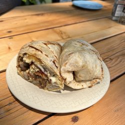 Cru Cafe - Night Shift Egg Burrito: sausage, home fries, jack cheese (also comes with bacon, but I asked for none)