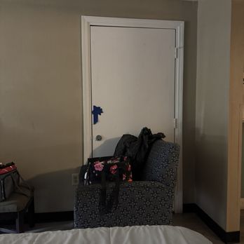 Laker Inn - Chair they placed inside adjoining room door - Hotels Near Me - Russell Springs, Kentucky Laker Inn - Chair they placed inside adjoining room door - Hotels Near Me - Russell Springs, Kentucky