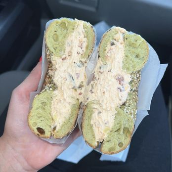 Proper Bagel - Jalapeño bacon on spinach everything - Bagels Near Me - Nashville, Tennessee Proper Bagel - Jalapeño bacon on spinach everything - Bagels Near Me - Nashville, Tennessee