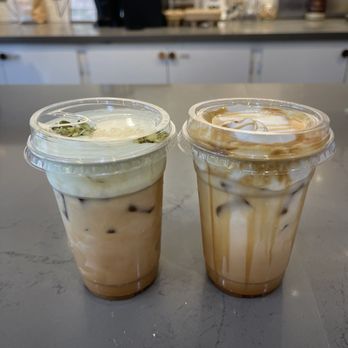 Re Coffee - L- Pistachio Cream Top & R- Caramel Cream Top - Desserts Near Me - Northridge, California