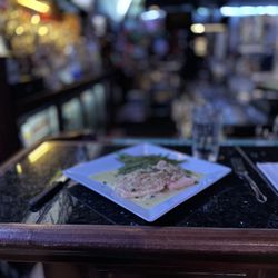 The Dublin Yard - Crab -Stuffed Salmon BROILED SALMON STUFFED WITH CRAB MEAT IN A LEMON CAPER SAUCE SERVED WITH A SIDE SAUTEED GREEN BEANS.