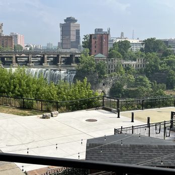 Genesee Brewing Company - View of falls from dining patio - American Near Me - Rochester, New York Genesee Brewing Company - View of falls from dining patio - American Near Me - Rochester, New York