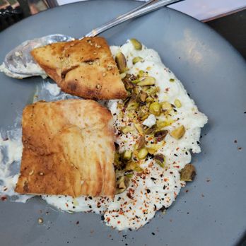 Aba - Whipped feta is delish! The bread is so fresh and the pistachios are a great addition. - Mediterranean Near Me - Austin, Texas Aba - Whipped feta is delish! The bread is so fresh and the pistachios are a great addition. - Mediterranean Near Me - Austin, Texas