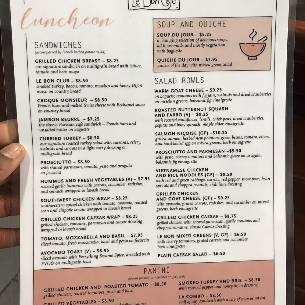 Le Bon Cafe - Lunch menu - Coffee & Tea Near Me - Washington, DC, District of Columbia