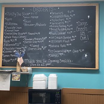 Smolik's Smokehouse - dessert menu - im sure it changed - Barbeque Near Me - Mathis, Texas