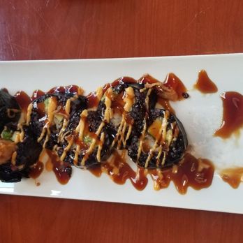 Street Asian Food - Black Rice Shrimp Tempura Roll - Thai Near Me - Buffalo, New York Street Asian Food - Black Rice Shrimp Tempura Roll - Thai Near Me - Buffalo, New York