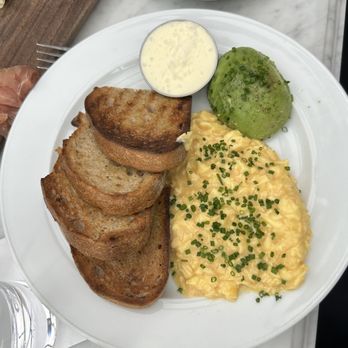 RH Rooftop Restaurant at RH Dallas - RH Scramble with Sourdough toast 12/23/23 - American Near Me - Dallas, Texas